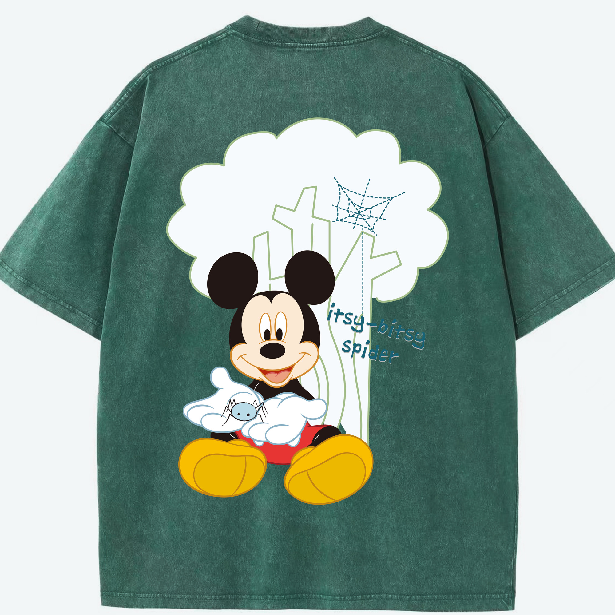 （画像用） ミッキーマウス Mickey Mouse 綿100% ヴィンテージ風 半袖Tシャツ（背面プリント）